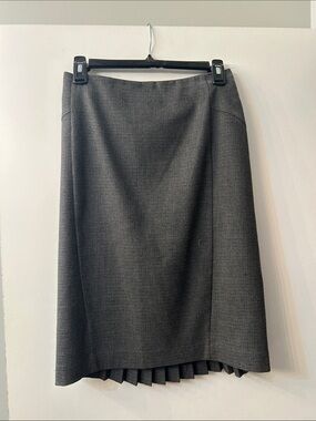 Express Charcoal Midi Pencil Skirt with Pleated Hem Detail